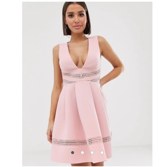 ASOS DESIGN lace insert ruffle back mini promdress - Picture 1 of 4